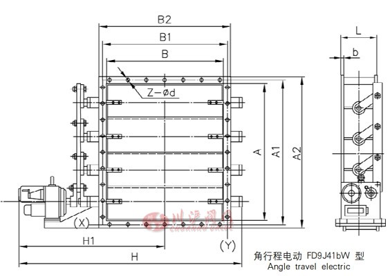 電動矩形百葉閥結(jié)構(gòu)圖