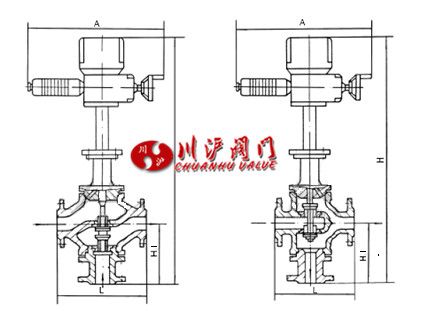 ZAZQ\ZAZX電動三通調(diào)節(jié)閥 結(jié)構(gòu)圖